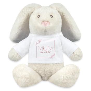 Liebevoller Muttertochter Spruch - MiniFeet® RecycelHase® Creme - Weiß - Vorne