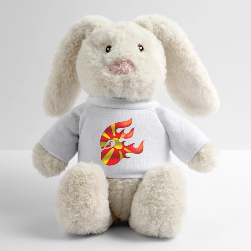 Drapeau de la Macédoine - Macédoine - Ninja Lapin en peluche recyclé MiniFeet® Crème