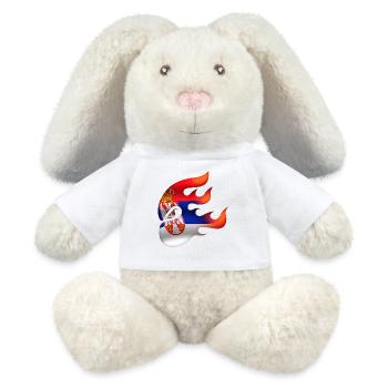 Drapeau de la Serbie - Serbe - Ninja - Lapin en peluche recyclé MiniFeet® Crème - blanc - Devant