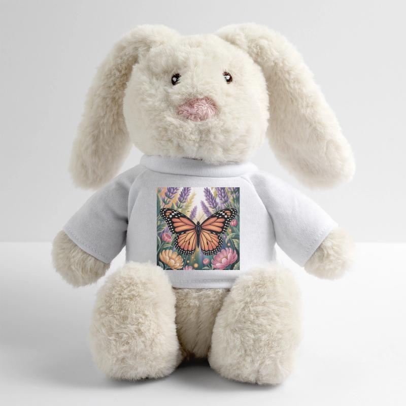 Papillon monarque vibrant Amidlavender fleurit Lapin en peluche recyclé MiniFeet® Crème
