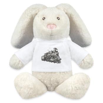 Locomotive à vapeur vintage de style techno - Lapin en peluche recyclé MiniFeet® Crème - blanc - Devant