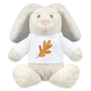 Herbst Eichenblatt Illustration - MiniFeet® RecycelHase® Creme - Weiß - Vorne