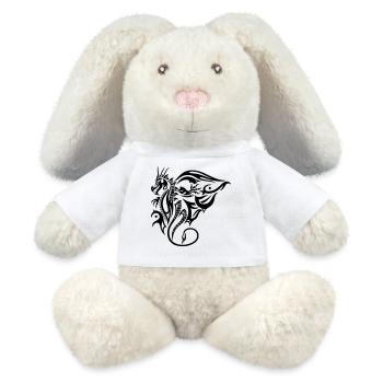 Seitlicher Tribal Drache Design mit Flügel - MiniFeet® RecycelHase® Creme - Weiß - Vorne