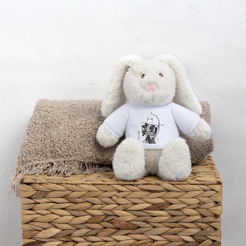 Samurai Fox with Bow – Ukiyo-e Japan Art MiniFeet® RecycelHase® Bunny Cream