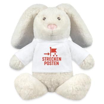 Balise avec drapeau et points - Lapin en peluche recyclé MiniFeet® Crème - blanc - Devant