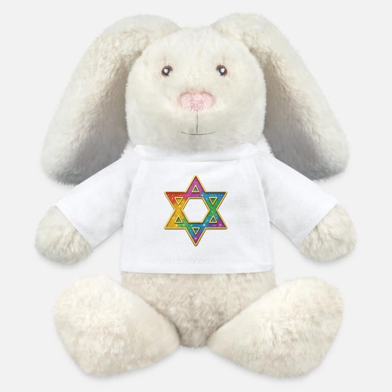Regenbogen Stern Dekor - MiniFeet® RecycelHase® Creme - Weiß