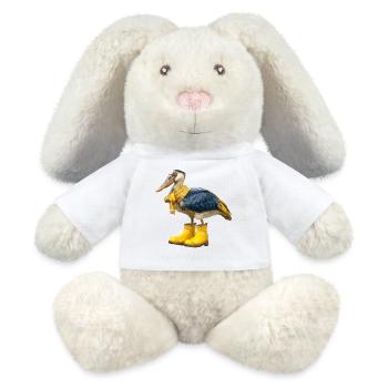 Creative shoebill bird in rubber boots - MiniFeet® RecycelHase® Bunny Cream - white - Front