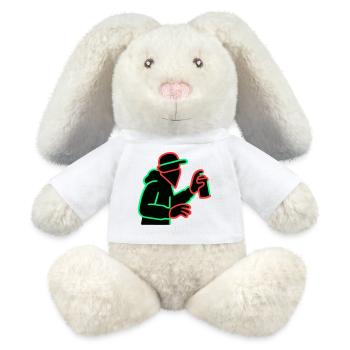Neon Graffiti Sprayer Silhouette - MiniFeet® RecycelHase® Bunny Cream - white - Front