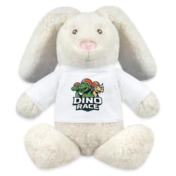 Logo Course de Dinosaure DinoRace - Lapin en peluche recyclé MiniFeet® Crème - blanc - Devant