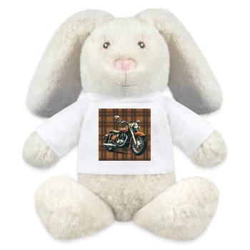 Retro Bike + Plaid Background - MiniFeet® RecycelHase® Bunny Cream - white - Front