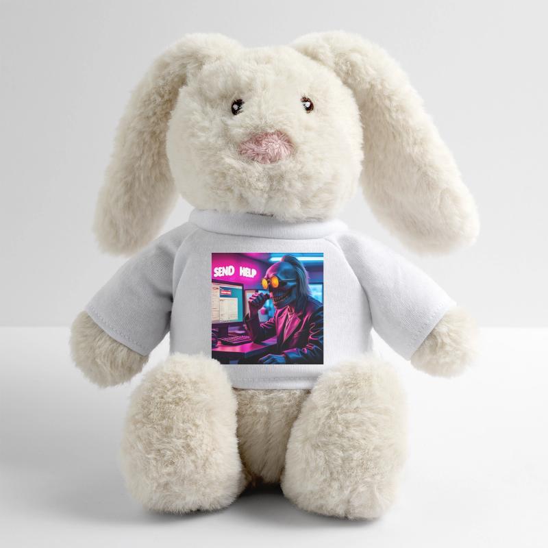 Cyberpunk néon crâne hacker Envoyer de l’aide Conception Lapin en peluche recyclé MiniFeet® Crème