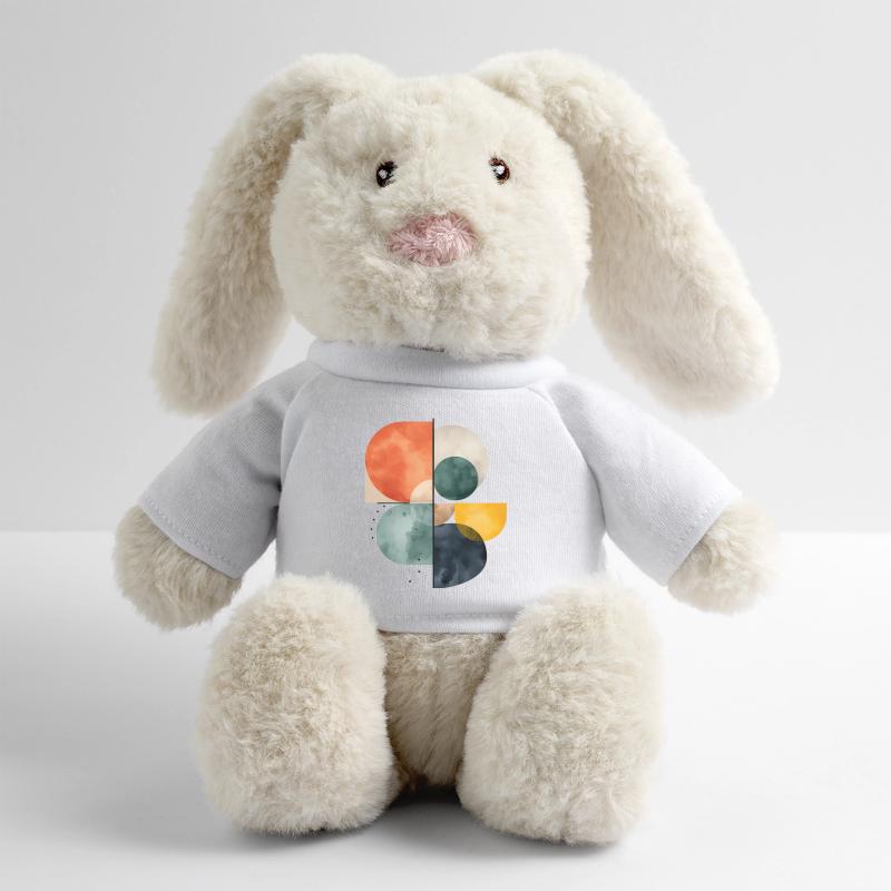 Cercles abstraits Conception d’aquarelle Géométrie colorée Lapin en peluche recyclé MiniFeet® Crème