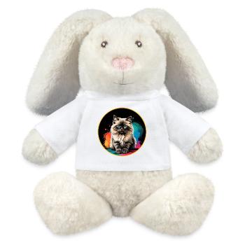 Ragdoll Katzenportrait - MiniFeet® RecycelHase® Creme - Weiß - Vorne
