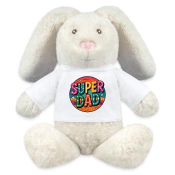 Super Dad Retro Super Papa - MiniFeet® RecycelHase® Bunny Cream - white - Front