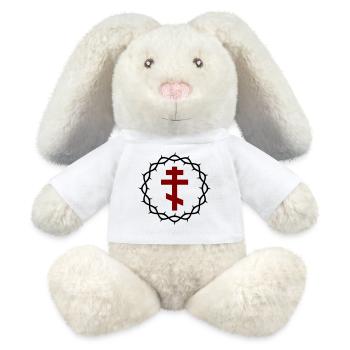 Croix orthodoxe et couronne d’épines - Lapin en peluche recyclé MiniFeet® Crème - blanc - Devant