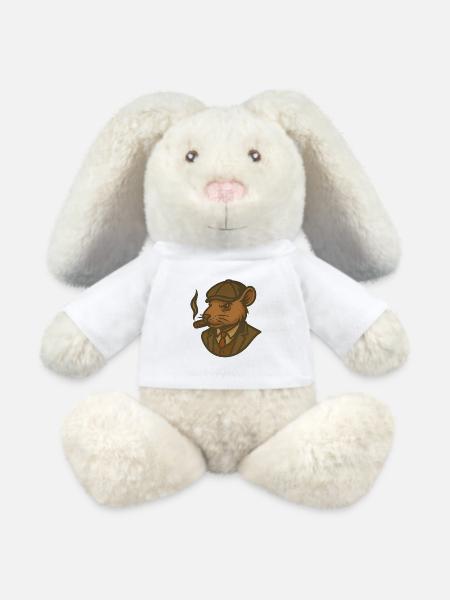 Ratte im Anzug mit Zigarre - MiniFeet® RecycelHase® Creme - Weiß