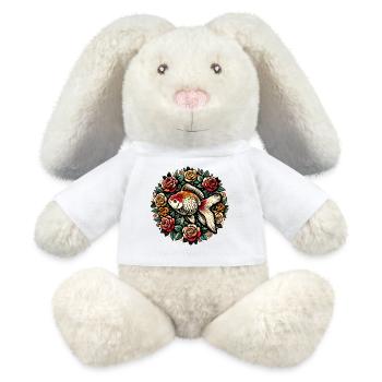 Koi-und-Rosen-Kreis-Design - MiniFeet® RecycelHase® Creme - Weiß - Vorne