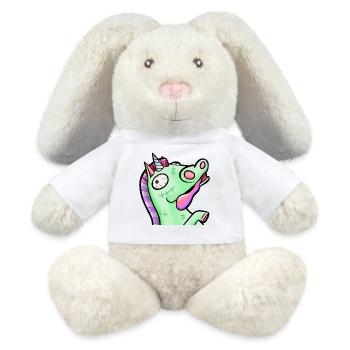 Licorne zombie Pastel Déjantée - Lapin en peluche recyclé MiniFeet® Crème - blanc - Devant