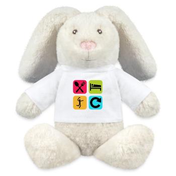 Mange du volley-ball en sommeil Répète une citation drôle - Lapin en peluche recyclé MiniFeet® Crème - blanc - Devant