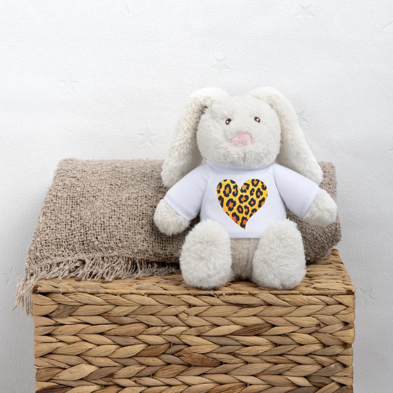 Leopard Heart Pattern MiniFeet® RecycelHase® Bunny Cream