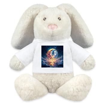 Dualité lunaire en amour - Lapin en peluche recyclé MiniFeet® Crème - blanc - Devant