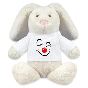 Fröhliches Clown Gesicht Karneval Fasnet Fasching - MiniFeet® RecycelHase® Creme - Weiß - Vorne