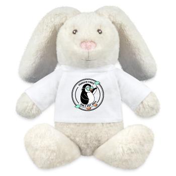 Schwarzer Pinguin in Mint-Brille 2026 - MiniFeet® RecycelHase® Creme - Weiß - Vorne