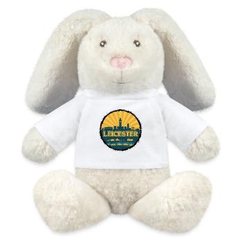 Leicester City Skyline Retro Sunset Badge - MiniFeet® RecycelHase® Bunny Cream - white - Front