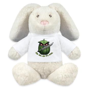 Wassermelone Ninja: Ein Schnitt Ende - MiniFeet® RecycelHase® Creme - Weiß - Vorne