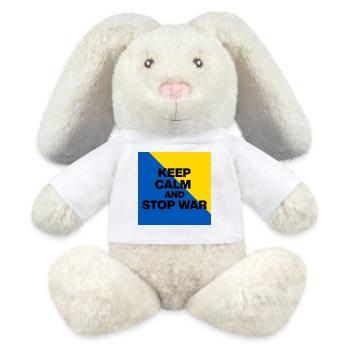 RESTEZ CALMES ET ARRÊTEZ LA GUERRE ! PAIX EN UKRAINE MAINTENANT FCK RSS - Lapin en peluche recyclé MiniFeet® Crème - blanc - Devant