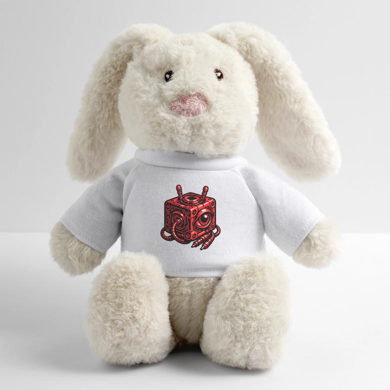 Robot cube rouge avec œil Lapin en peluche recyclé MiniFeet® Crème