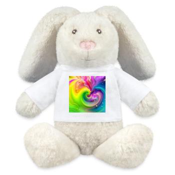 Tourbillon de couleurs Arc-en-ciel néon - Lapin en peluche recyclé MiniFeet® Crème - blanc - Devant