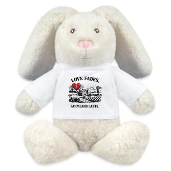 Love Fades – Farmland Lasts Saying Design - MiniFeet® RecycelHase® Bunny Cream - white - Front