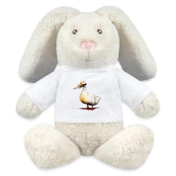 Canard avec un couteau dans le bec - Lapin en peluche recyclé MiniFeet® Crème - blanc - Devant