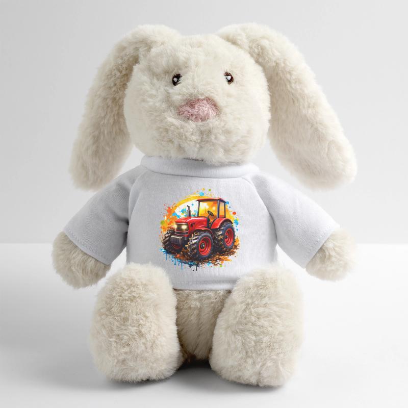 Red tractor with paint splashes MiniFeet® RecycelHase® Bunny Cream