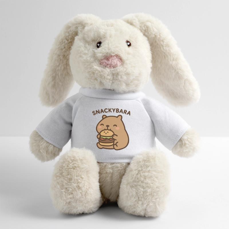 Snackybara - Capybara avec burger Lapin en peluche recyclé MiniFeet® Crème