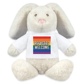 Refugees Welcome - Antifascist Merch - MiniFeet® RecycelHase® Creme - Weiß - Vorne