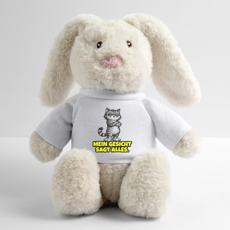 Mon visage en dit long. – Chef Chat (Grumpy) Lapin en peluche recyclé MiniFeet® Crème