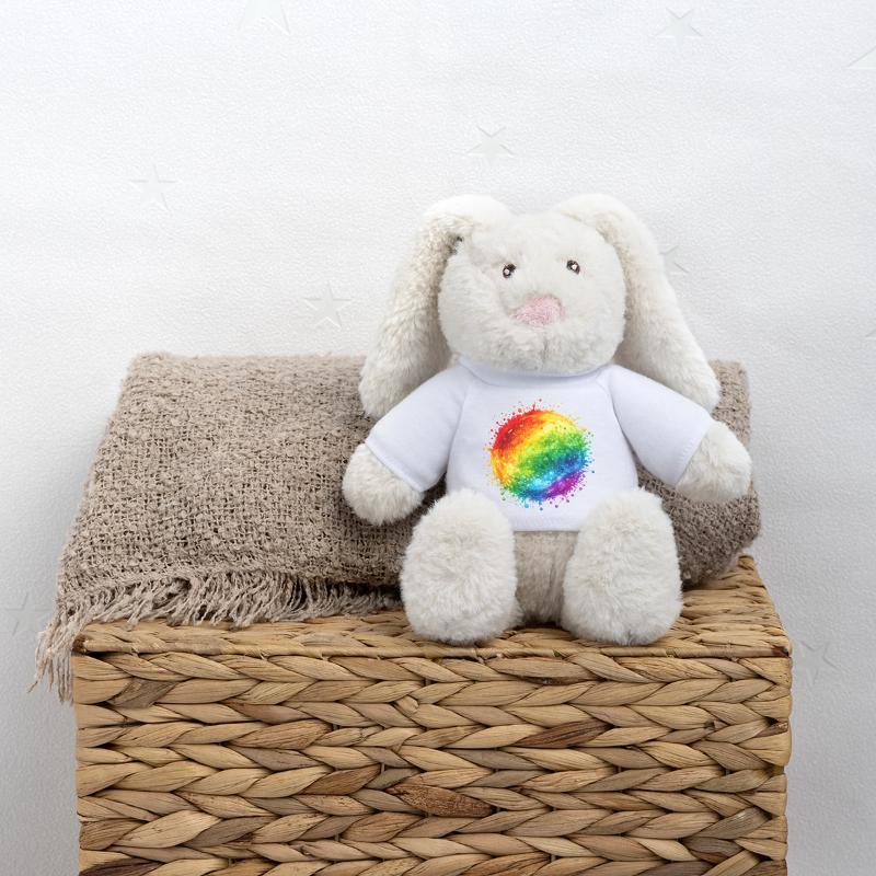 Regenbogenfarbene Farbspritzer Explosion MiniFeet® RecycelHase® Creme