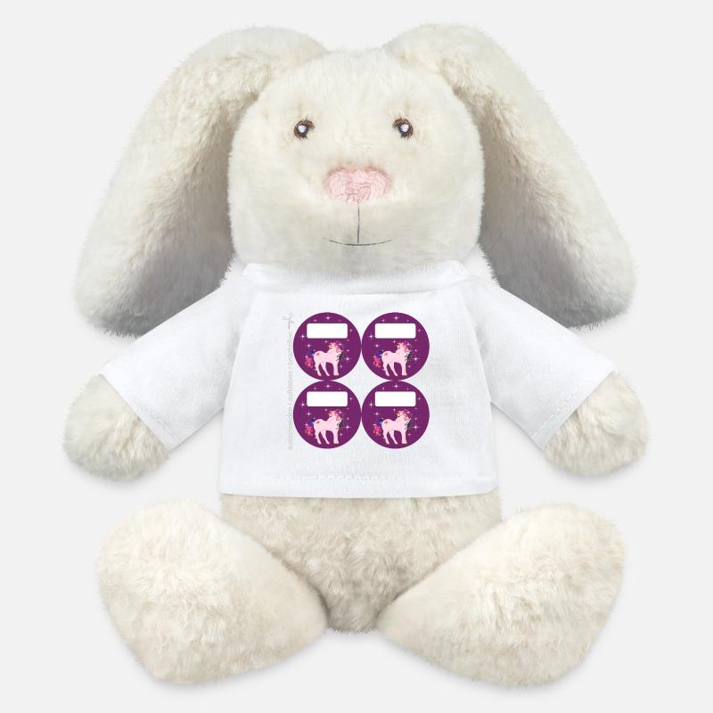 DIY Schulaufkleber Set - Fantasy Einhorn lila - 4 - MiniFeet® RecycelHase® Creme - Weiß