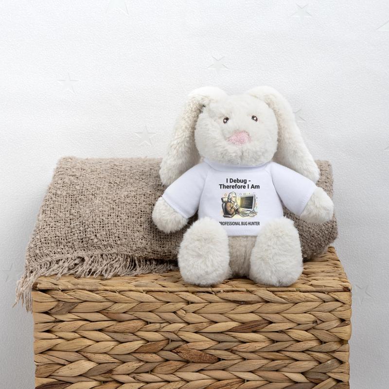 Retro Scholar at Coding Console - light background MiniFeet® RecycelHase® Bunny Cream