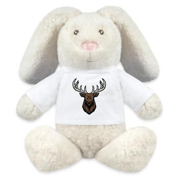 Alpha Deer Fierce Gaze Logo Maskottchen Hirsch - MiniFeet® RecycelHase® Creme - Weiß - Vorne