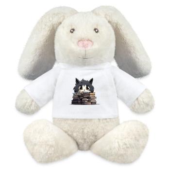 Kittens over stacks of books - MiniFeet® RecycelHase® Bunny Cream - white - Front