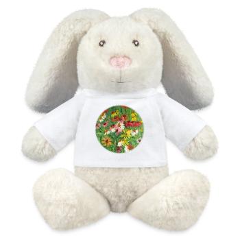 Peinture colorée de prairies à l’échinacée - Lapin en peluche recyclé MiniFeet® Crème - blanc - Devant