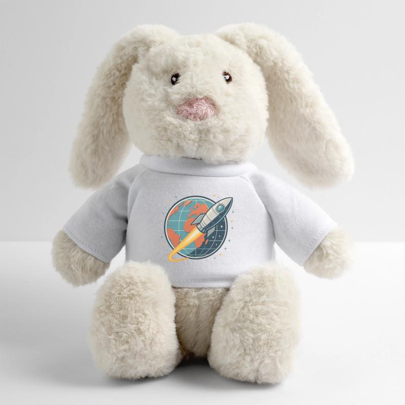 Rocket launch over globe MiniFeet® RecycelHase® Bunny Cream