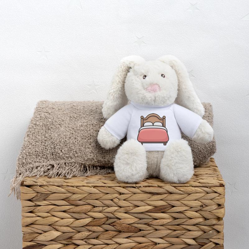 Lit - Lit comique Lapin en peluche recyclé MiniFeet® Crème