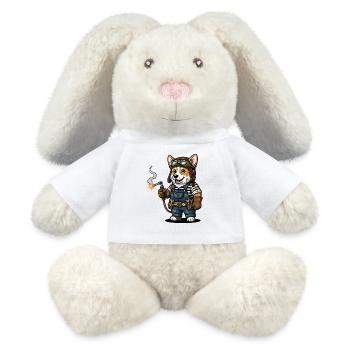 Corgi Welder Steampunk Industrial Mechanic - MiniFeet® RecycelHase® Bunny Cream - white - Front