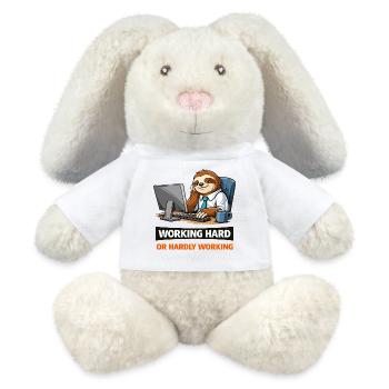 Sloth at Desk: Work Hard Meme - MiniFeet® RecycelHase® Bunny Cream - white - Front