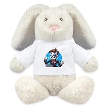 Roboter-Streamer im Anzug - MiniFeet® RecycelHase® Creme - Weiß - Vorne
