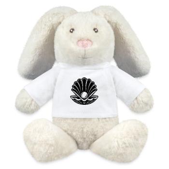 Palourde avec perle isolée sur fond blanc - Lapin en peluche recyclé MiniFeet® Crème - blanc - Devant